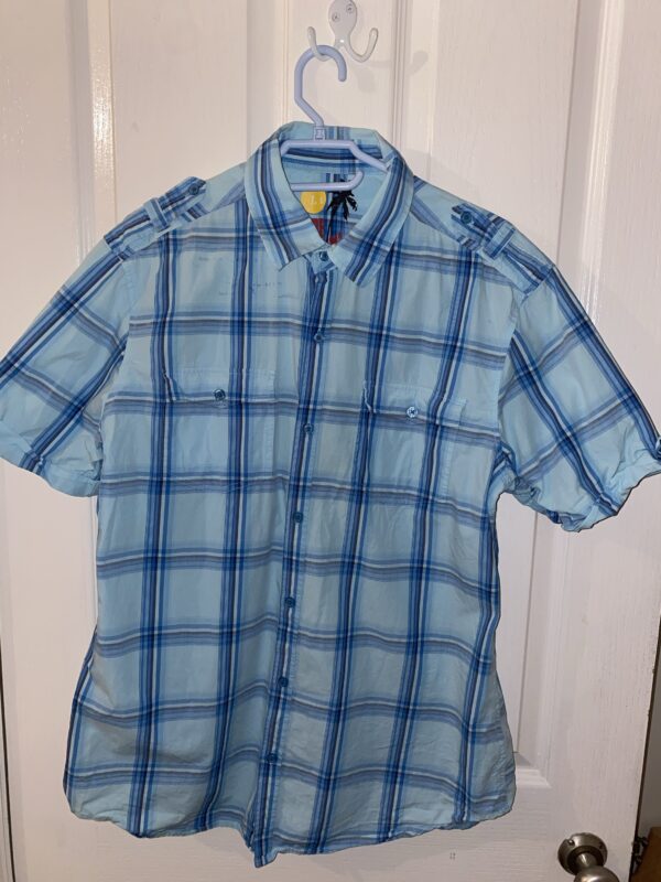 Next Stripy Blue Short Sleeve Men’s Shirt ( size L ) - Image 5