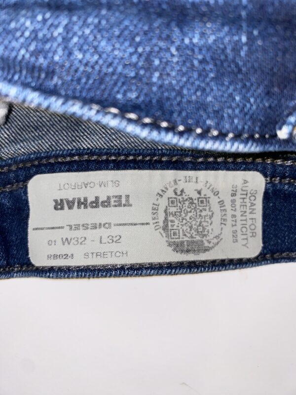 Men’s Diesel Tepphar W32 L32 Blue Slim Carrot Jeans - Image 4